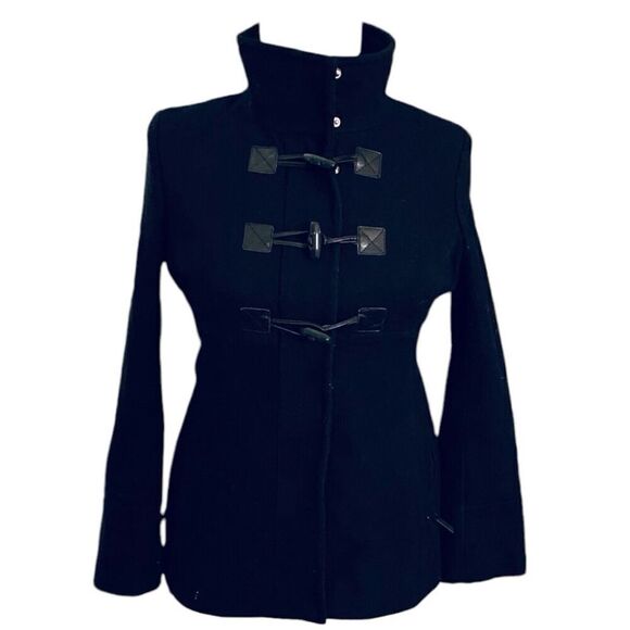 Michael Kors Wool Blend Peacoat Zipper Front Toggle Black Button Size 4 - Picture 2 of 16